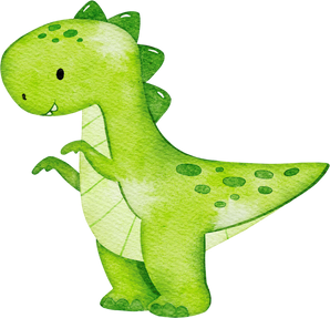 Watercolor green dinosaur illustration